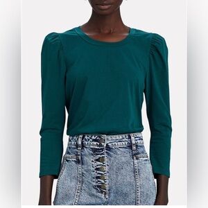 A.L.C. Fitted Green Puff Sleeve Blouse Size Small